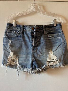 J Brand Distressed Denim Cutoff Shorts - Blue